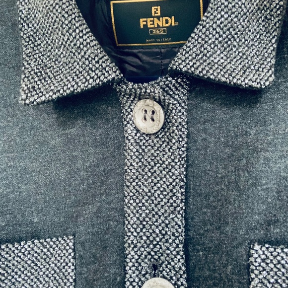 Fendi Wool Graphite Jacket High Rise Wide Leg Pants Suite Size M - Picture 5 of 11